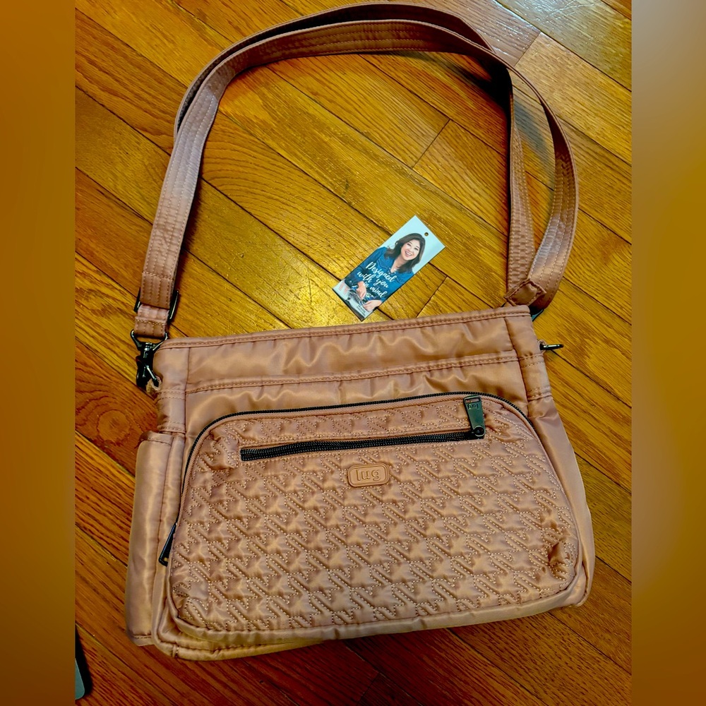 lug shimmy SE crossbody bag blush pink RFID padded cell pocket